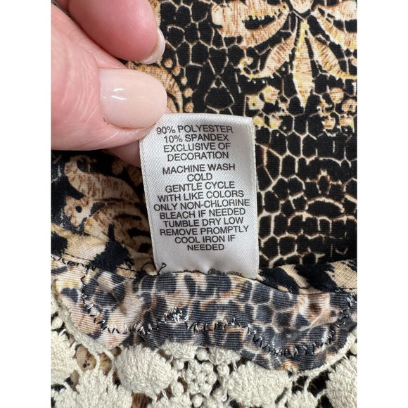 Half Moon Maxi Dress Medium Tan‎ Brown Leopard Racerback Lace Detail Sleeveless - Picture 12 of 14